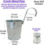 LaLaGreen Fence Planters for Outdoor Plants (10 Pack, 6 Inch) Railing Planter Metal Herb Garden Pots Outdoor, Hanging Silver Flower Buckets for Outside Wall Deck Patio Balcony Rail Farmhouse Rustic