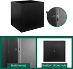 Galvanized Steel Planter Box Black Metal Planter 16Inch Square Indoor Outdoor Planters Cube Steel Heavy Duty Powder Coating Modern Commercial Residential for Patio, Yard, Garden