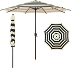 Abba Patio 9FT Lyon Outdoor Patio Umbrella Outdoor Table Umbrella with Push Button Tilt and Crank Market Umbrella 8 Sturdy Ribs UV Protection Waterproof for Garden Deck Backyard Pool, Black & Ivory