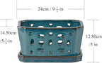 W&W Orchid Pot with Holes and Saucer for Repotting, Teal, 9.7 Inches