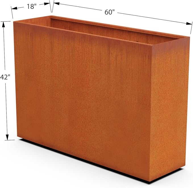 PLANTERCRAFT Extra Large Planters Outdoor Corten Steel Planter – 60x18x42 Inch Large Rectangular Planters for Outdoor Plants, Use as Privacy Screen or Patio Divider, Heavy Duty Metal Planter Rectangle