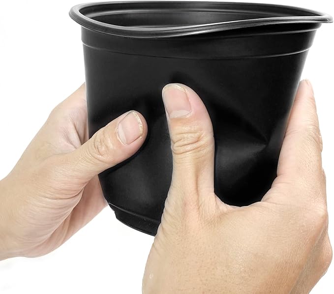 RAOOKIF 100 Pack Nursery Pots, 4 5 6 Inch Nursery Pot for Plants, Plastic Plant Pots with Drainage Holes, Garden Flower Pots for Transplanting, Succulents, Cuttings, Seedlings(4inch,100pcs)