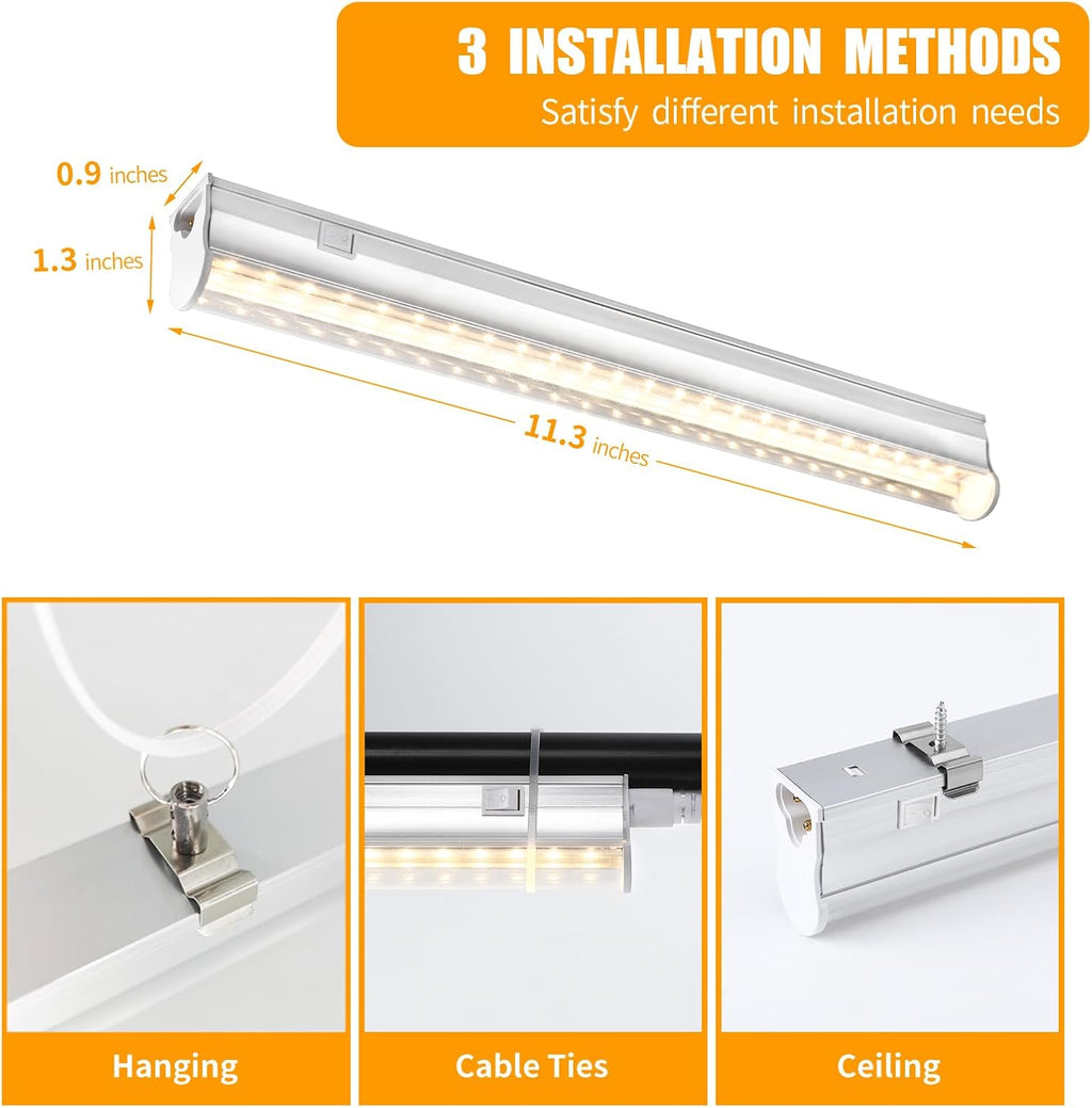 T5 1FT 0.3M 6W×4 Warm Light 3000K Grow Light Tubes,Full Spectrum LED Grow Lights,6W Energy Efficient,Plug & Play,for Hydroponics/Soil Seedlings Vegetables Herbs Flower (4 Packs)