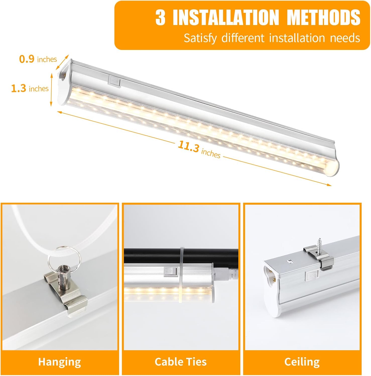 T5 1FT 0.3M 6W×4 Warm Light 3000K Grow Light Tubes,Full Spectrum LED Grow Lights,6W Energy Efficient,Plug & Play,for Hydroponics/Soil Seedlings Vegetables Herbs Flower (4 Packs)