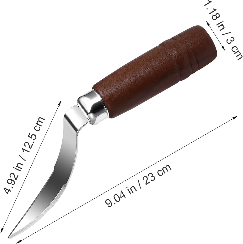 DOITOOL Coconut Meat Removal Tool Stainless Steel Fresh Coconut Scraper Knife with Ergonomic Wood Handle for Raw Shell Extraction and Manual Opener | Curved 9 inch Blade with Ergonomic Wood Handle for Raw Shell Extraction and Manual Opener