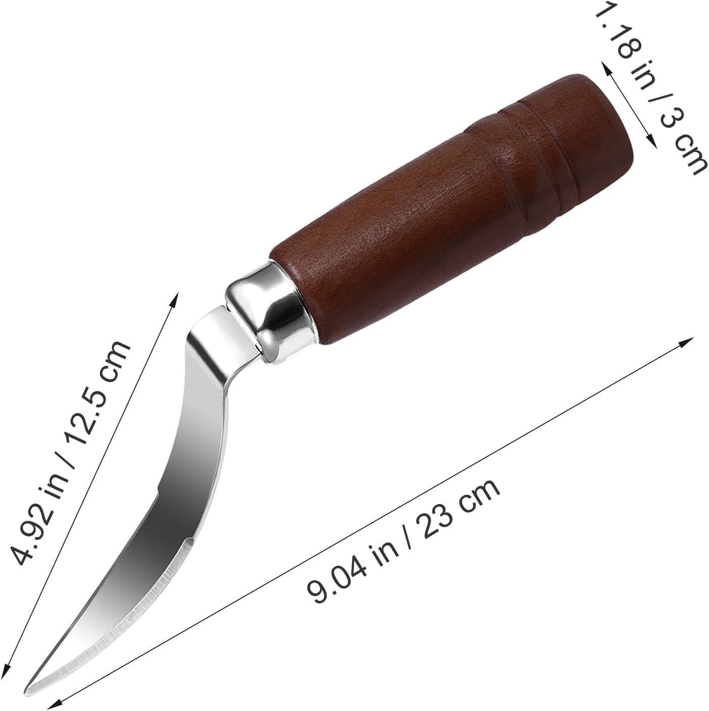 DOITOOL Coconut Meat Removal Tool Stainless Steel Fresh Coconut Scraper Knife with Ergonomic Wood Handle for Raw Shell Extraction and Manual Opener | Curved 9 inch Blade with Ergonomic Wood Handle for Raw Shell Extraction and Manual Opener