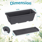 ETELI Deck Railing Planter Boxes 6 Pack Window Box with Brackets Adjustable Balcony Fence Planters Hanging Flower Boxes for Porch Patio Garden Outdoor, Grey & Black