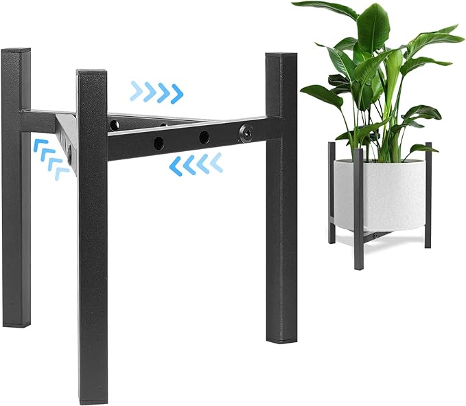 Airpark Plant Stand Indoor Adjustable, Metal Modern Plant Stand, Heavy Duty Stable Plant, Fit 8-12 inch Pots, Number of Items-2, Color-Black (Pot & Plant Not Included)