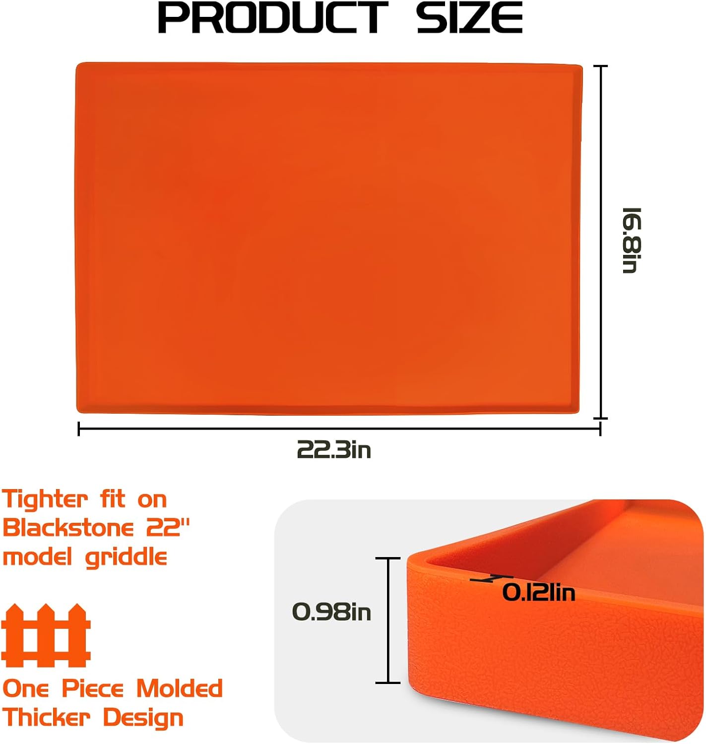 Silicone Griddle Mat Cover for Blackstone 22 Inch Griddle, Heavy Duty Food Grade Silicone Griddle Cover, Griddle Accessories for Blackstone Grill, All Season Protective Cover (Orange, 22 Inch)