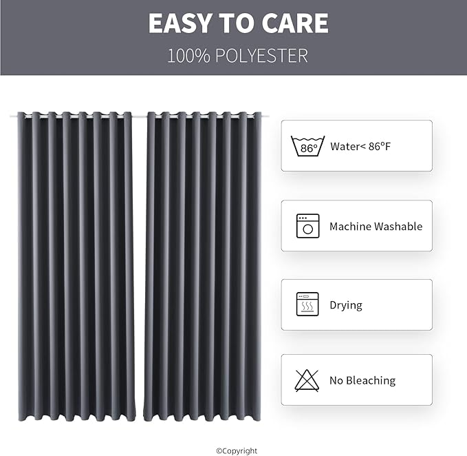 Waterproof Outdoor Curtain W105 x L108 - Grommet Top Sunlight Blocking Window Treatment Drapes Blackout Curtains for Home Bedroom Living Room Patio Porch Pergola Cabana Gazebo ( 2 Panels)