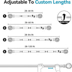Silver Curtain Rods for Windows 48 to 84, 2 Pack 5/8 Inch Black Heavy Duty Metal Curtain Rods Set - Rustic Decorative Drapery Rods with Brackets for Farmhouse, Bedroom