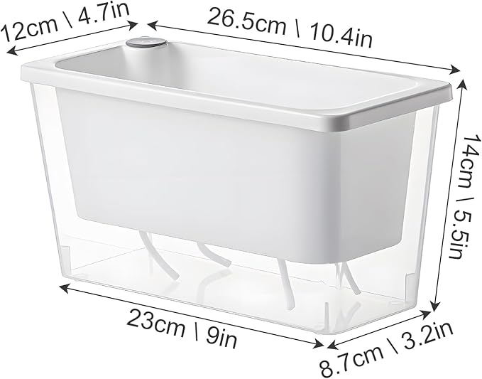 Window Box Planter, 3 Pack 10 Inch Plastic Self Watering Pots for Indoor Plants, Rectangular Flower Pots with Reservoir for Outdoor Indoor Plants Garden Home Decor - White