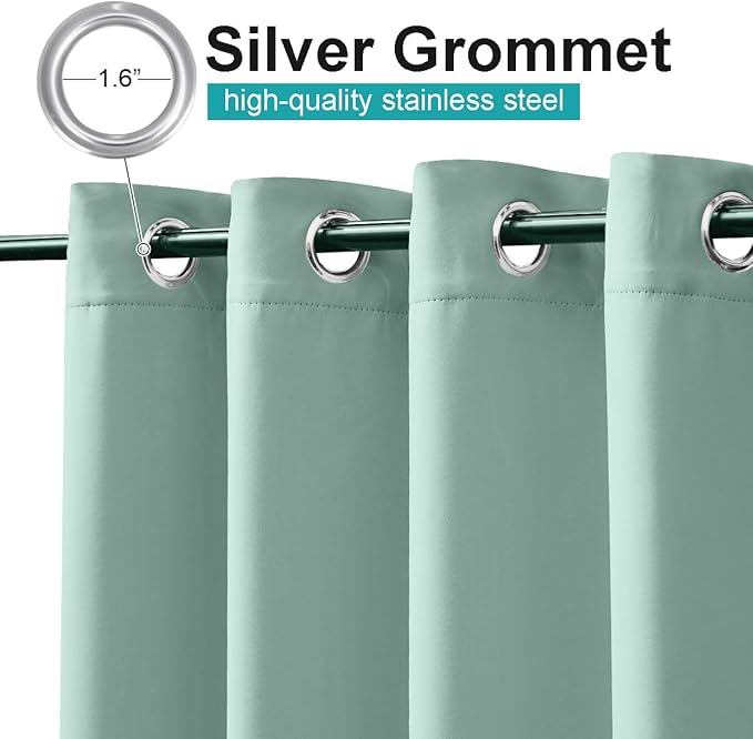 NICETOWN Outdoor Curtain for Patio Waterproof Extra Wide 84 inch, Sun Blocking Vertical Blinds Thermal Insulated Stainless Grommet for Front Porch/Gazebo/Lanai, Aqua Blue, 1 Piece, 84 inch L