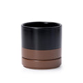 D'vine Dev 4.7 Inch Ceramic Planter Pot, Black/Tan, 94-O-B-7 | Modern Cylinder Design, Drainage Hole & Saucer Included, Stable Structure, Elegant Home Accent