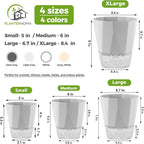 5 Pack Self Watering Pots for Indoor Plants 6.7 Inches Self Watering Planters African Violet Self Watering Pots Clear Pot for Herb Orchid Flower Houseplant, Light Grey
