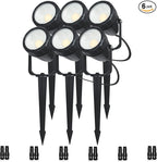 Low Voltage Safety Landscape Lights Outdoor: 7W 840LM LED Landscape Lighting with Connectors & Transformer for Tree Garden Yard Pathway | 24V Warm Yellow 3000K Spotlights | IP65 Waterproof | 6 Pack