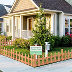 topeakmart 177.5in picket fence for garden, wooden fence shown in use