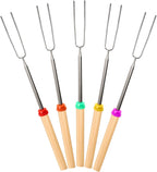 Marshmallow Roasting Sticks Smores Stick for Fire Pit - Hot Dog Campfire Skewers Mashmellow Camping 32 Inch Long Extendable Forks 5 Pack