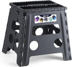 Delxo Folding Step Stool 13 inch Height Heavy Duty Foldable Step Stools for Adults and Kids,Kitchen Small Collapsible Fold Up Stepping Stool 1 Pack in Grey Dotted Texture