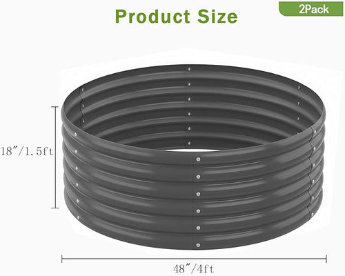 2-Pack 4x1.5ft Galvanized Raised Garden Bed, Outdoor Planter Bed, Metal Planter Box for Gardening and Planting,Dark Grey