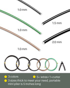 5Pcs Bonsai Wire and Bonsai Tool Kit, Total 164 Feet Bonsai Tree Wire for Bonzai Trees Indoor, 3 Size of 1-mm, 1.5-mm, 2-mm Aluminum