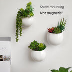 Mkono Wall Planter Ceramic Hanging Pot with Artificial Fake Plants, 3 Pack | 8 Realistic Succulents Included,White Air Plant Holder,Wall Mounted Vase,No Water Needed,Home/Bathroom Decor,Plant Lover Gift