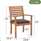 OC Orange-Casual Stackable Patio Dining Chairs Set of 4, Outdoor Acacia Wooden Chairs w/Armrest & Removeable Fabric Cushion, for Porch, Backyard, Garden, Indoor, Dark Grey