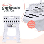 Delxo 16 Inch Folding Step Stool, White Step Stools for Kids Foldable,Portable Collapsible Step Stool with Handle, Folding Stool for Kitchen Bathroom,Bedroom,Garden