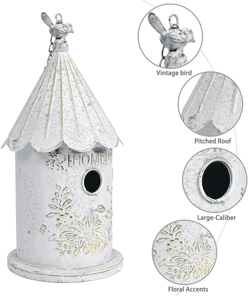 Metal Hanging Birdhouses for Outdoors Bird Houses for Outside Unique Bird Nest for Bluebird Wren Chickadee Sparrow Bird Nest Box for Garden Patio