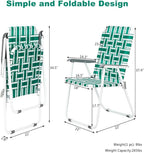 VINGLI Patio Lawn Webbed Folding Chairs Set of 2, Outdoor Beach Chair Portable Dining Chair for Yard, Garden (Green, Classic)