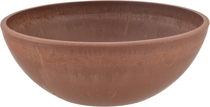 PSW Pot Collection M20TC 8-inch Plastic/Stone/Wood Composite Low Bowl Planter – No Drainage Hole (Drillable), Shallow Indoor/Outer Pot for Succulents, Bonsai, Fairy Gardens, Herbs, Terra Cotta Color