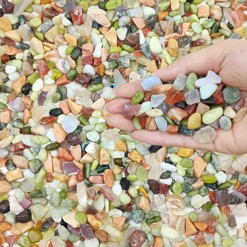 FANTIAN Succulent Rocks, 3/8 Inch Polished Pebbles for Indoor Plants, Decorative River Rocks for Plants Indoor, Vase Fillers, Cactus Planters, Bird Bath, Fountain, Outdoor Garden Landscaping