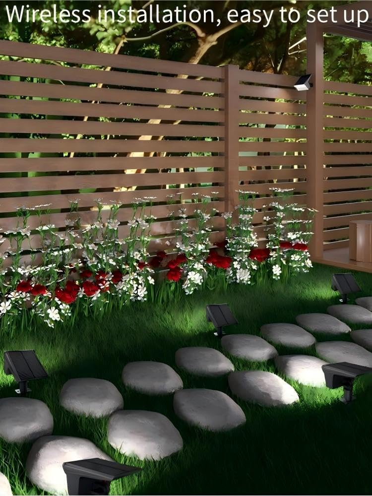 Solar Spot Lights Outdoor Waterproof, 2pack Landscape Spotlights Solar Powered, 3 Lighting Modes Garden Lights for Yard Tress Outside House