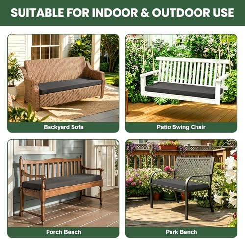outdoor bench cushion waterproof, 48x18 inch bench cushion showing dimensions