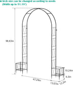 garden arch arbor trellis with planter boxes 8.2 shown in use