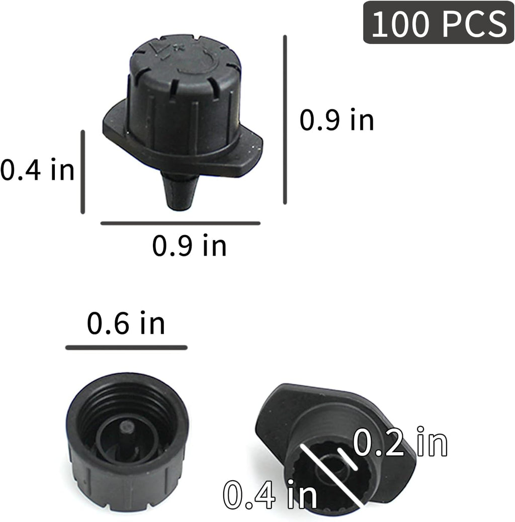 100Pcs Drip Irrigation Emitters,Adjustable Irrigation Drippers Sprinklers | 1/4 Inch Emitters Micro Drip for Watering System