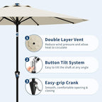 Garvee 9FT Patio Umbrella - Outdoor Table Umbrella with Smooth Crank Lift, Push Button Tilt and 8 Sturdy Ribs - Market Umbrella UV Protection Waterproof for Pool, Deck, Yard, Garden -Beige