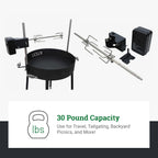 KUDU Rotisserie Kit - Stainless Steel Battery Powered Square Spit for Charcoal Grill 5/16 Inch Square Drive Spit