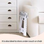 Delxo 16 Inch Folding Step Stool, White Step Stools for Kids Foldable,Portable Collapsible Step Stool with Handle, Folding Stool for Kitchen Bathroom,Bedroom,Garden
