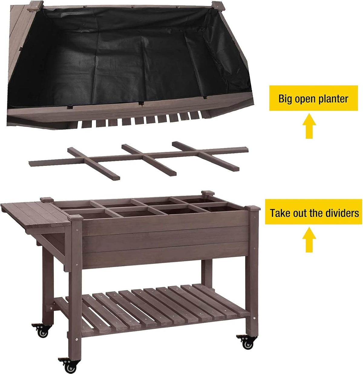 aivituvin 52.7x22x30in raised garden bed, elevated wood planter shown in use