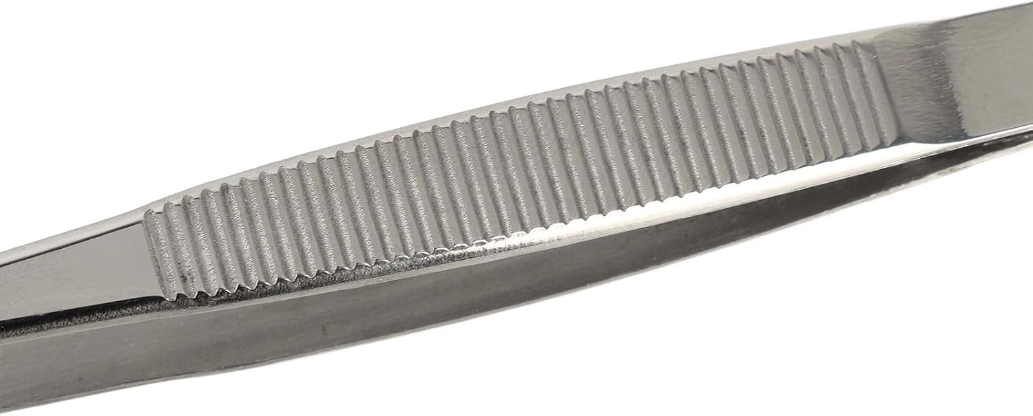 Fdit Bonsai Root Rake Tweezers, Stainless Steel 2 in 1 Precision Repotting Tool with Smooth Rounded Tips Ergonomic Non Slip Grip for Bonsai Care Silver 24.5 cm 1 Piece