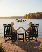 Ciokea Oversized Outdoor Rocking Chairs Set of 4, 380lbs Heavy-Duty Large Patio Rocker, High Back Cozy Porch Chairs, Weather Resistant Patio Rocking Chairs for Outside, Fire Pit, Deck, Black
