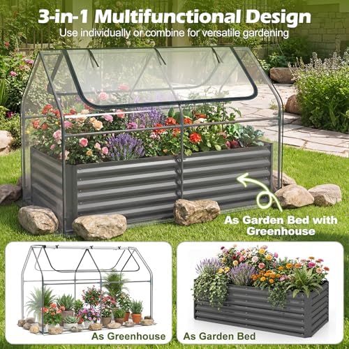 s afstar 3-in-1 raised garden bed with greenhouse on a desk or shelf