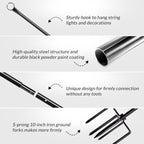 Walensee String Light Poles with Hook Outdoor Metal Pole for Hanging, Garden Party 9.4FT Lights Hanger with 5-Prong Fork Steel Stand Holder for Patio Christmas Wedding 2 Pack