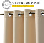 NICETOWN 2 Panels Outdoor Curtains for Patio Waterproof & Windproof, Grommet & Back Tab on Top & Bottom Weighted Drapes Keep Sun/Rain Out with Bouns Rope for Deck, Biscotti Beige, W52 x L108