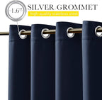 NICETOWN 2 Panels Outdoor Curtains Waterproof Extra Long 84" for Patio, Windproof Top & Bottom Grommet & Back Tab Weighted Blackout Outdoor drapes Keep Privacy with Rope for Fixed, 84" Wide, Navy Blue