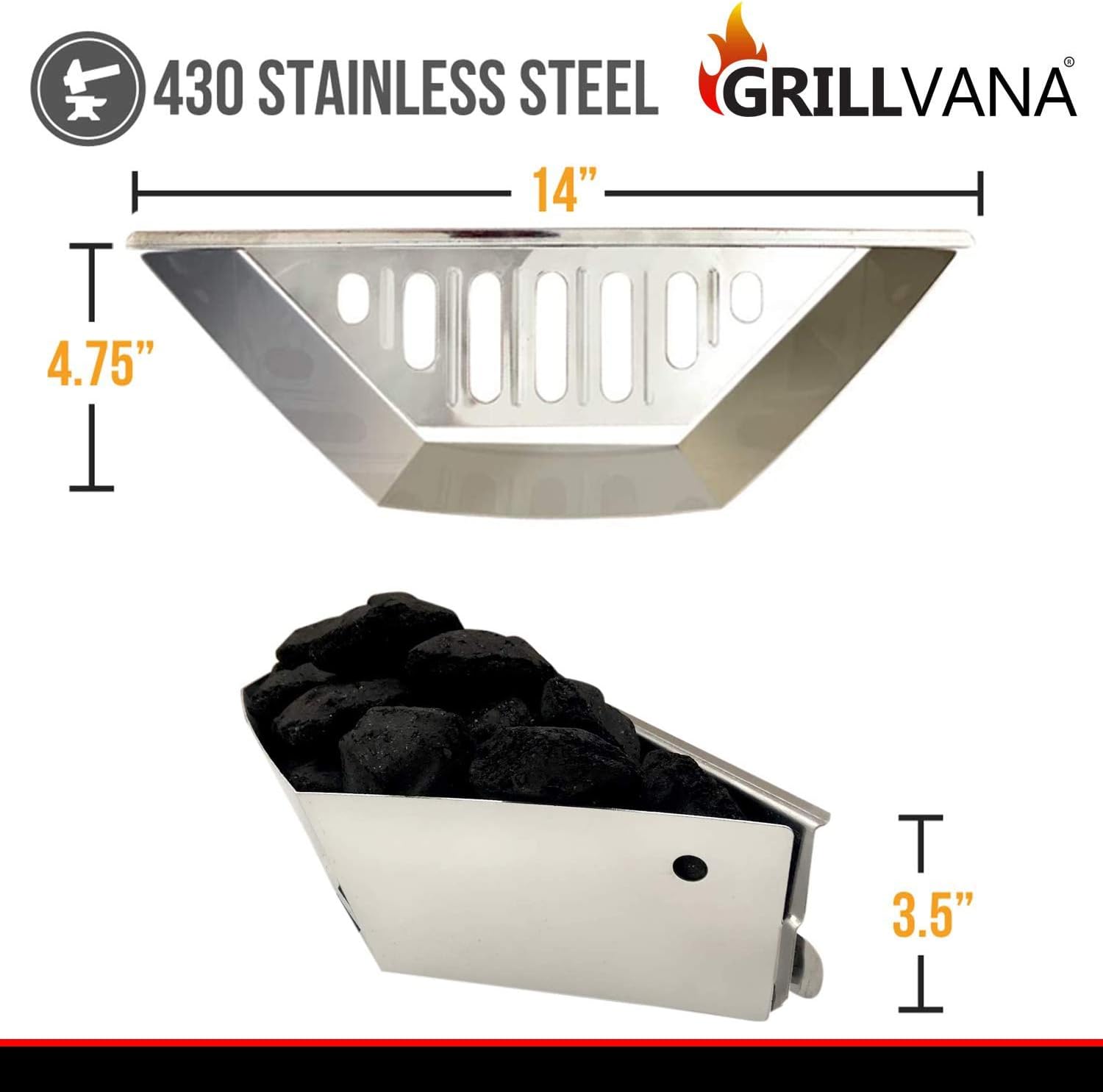 Stainless Steel Charcoal Basket- BBQ Grilling Accessories for Grills and 22” Kettles- Heavy Duty Char-Basket for Briquette, Wood Chips- Charcoal Grill Accessories (Set of 2)