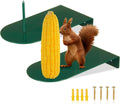 1 Pcs Squirrel Corn Cob Feeder Metal Platform Tree Post Mount | Backyard Wildlife Feeding Station, Rust Resistant Green Finish, Mounting Hardware Included, Fits Tree Trunk or Fence Post