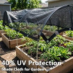 40% garden shade cloth for plants, 16x24ft sun shown in use