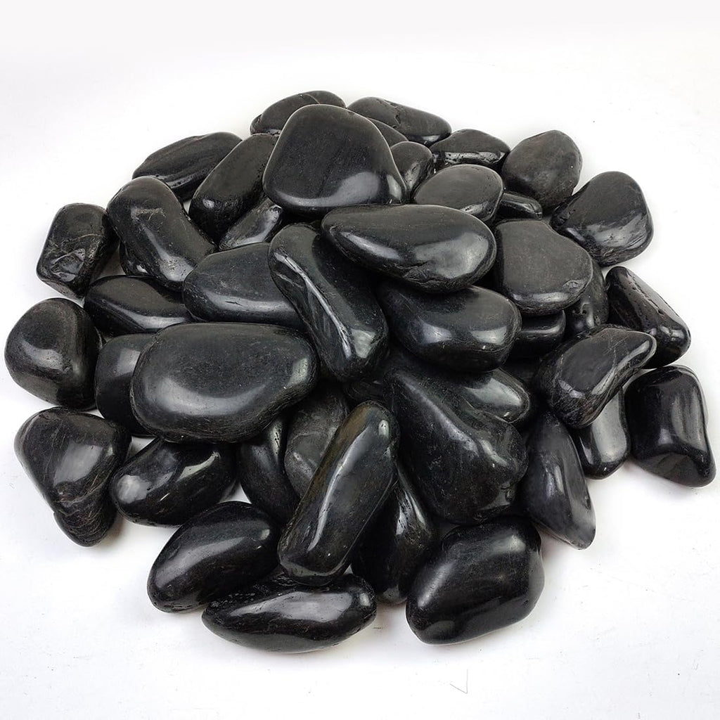40lbs Large River Rocks for Landscaping, 3-4" Black Pebbles | for Garden Design, Hand-Picked Smooth Stones for Fish Tank, Flower Pots, Indoor Water Fountains, Pathways, Backyard